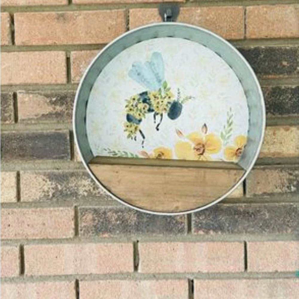 *Home Sweet Home Circular Bee Shelf Galvanized Metal and Wood